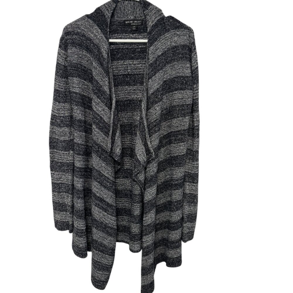 Barefoot Dreams Gray and Black Cardigan Sweater-Size S/M